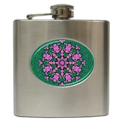 The Most Uniqe Flower Star In Ornate Glitter Hip Flask (6 Oz) by pepitasart