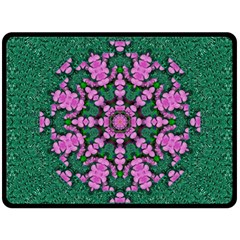 The Most Uniqe Flower Star In Ornate Glitter Fleece Blanket (large)  by pepitasart