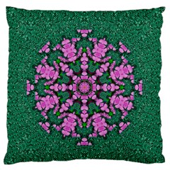 The Most Uniqe Flower Star In Ornate Glitter Large Flano Cushion Case (one Side) by pepitasart