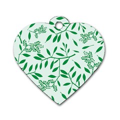 Leaves Foliage Green Wallpaper Dog Tag Heart (One Side)