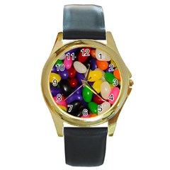 Jelly Beans Round Gold Metal Watch