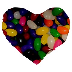 Jelly Beans Large 19  Premium Flano Heart Shape Cushions