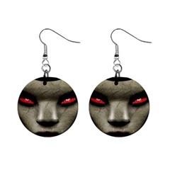 Evil Nun Close Up Portrait Illustration Mini Button Earrings