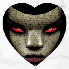 Evil Nun Close Up Portrait Illustration Jigsaw Puzzle (heart) by dflcprintsclothing