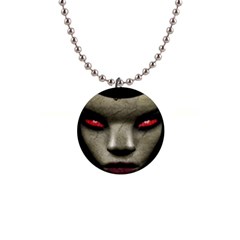 Evil Nun Close Up Portrait Illustration 1  Button Necklace by dflcprintsclothing