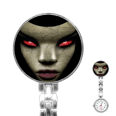 Evil Nun Close Up Portrait Illustration Stainless Steel Nurses Watch by dflcprintsclothing