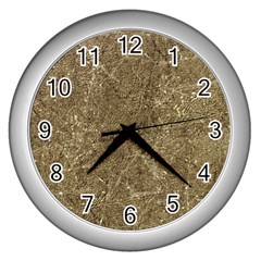 Grunge Abstract Textured Print Wall Clock (silver) by dflcprintsclothing