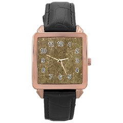 Grunge Abstract Textured Print Rose Gold Leather Watch  by dflcprintsclothing