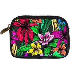 Neon Hibiscus Digital Camera Leather Case