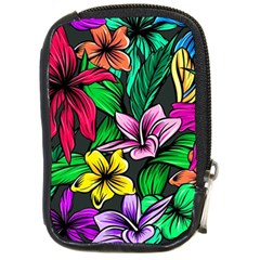 Neon Hibiscus Compact Camera Leather Case