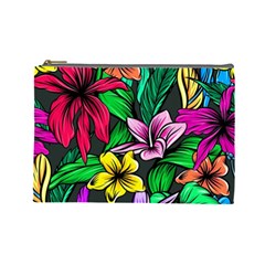 Neon Hibiscus Cosmetic Bag (large)