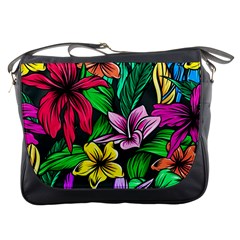 Neon Hibiscus Messenger Bag