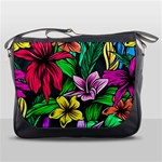 Neon Hibiscus Messenger Bag Front