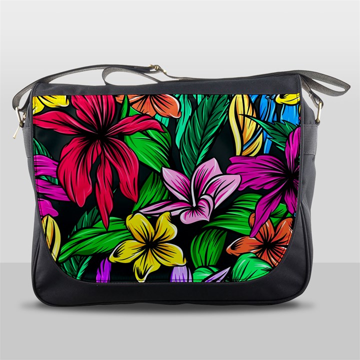 Neon Hibiscus Messenger Bag