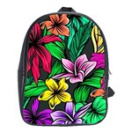 Neon Hibiscus School Bag (XL) Front