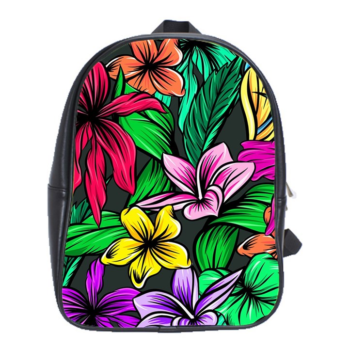 Neon Hibiscus School Bag (XL)