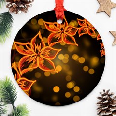 Flowers Background Bokeh Leaf Ornament (round) by Mariart