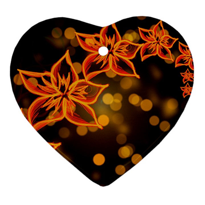 Flowers Background Bokeh Leaf Ornament (Heart)