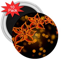 Flowers Background Bokeh Leaf 3  Magnets (10 Pack)  by Mariart