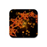 Flowers Background Bokeh Leaf Rubber Square Coaster (4 pack)  Front