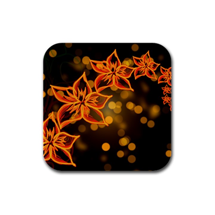 Flowers Background Bokeh Leaf Rubber Square Coaster (4 pack) 