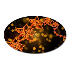 Flowers Background Bokeh Leaf Oval Magnet by Mariart