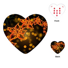 Flowers Background Bokeh Leaf Playing Cards (heart) by Mariart