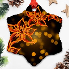 Flowers Background Bokeh Leaf Ornament (snowflake) by Mariart