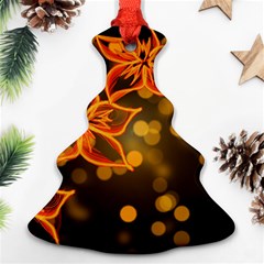 Flowers Background Bokeh Leaf Christmas Tree Ornament (two Sides) by Mariart