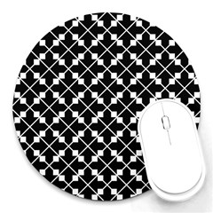 Black And White Fantasy Round Mousepads by retrotoomoderndesigns