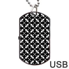 Black And White Fantasy Dog Tag Usb Flash (one Side) by retrotoomoderndesigns