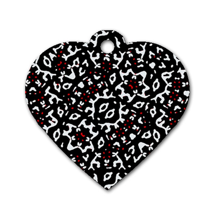 Bold Boho Ethnic Print Dog Tag Heart (Two Sides)