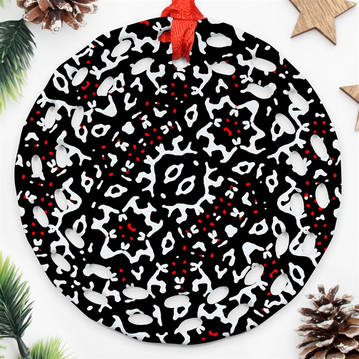 Bold Boho Ethnic Print Ornament (Round Filigree)