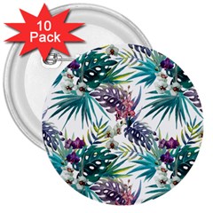 Tropical flowers pattern 3  Buttons (10 pack) 