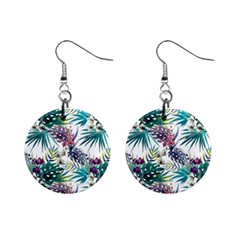 Tropical flowers pattern Mini Button Earrings