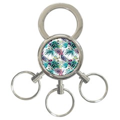 Tropical flowers pattern 3-Ring Key Chains