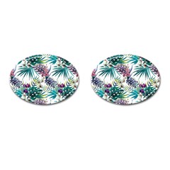 Tropical flowers pattern Cufflinks (Oval)