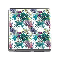 Tropical flowers pattern Memory Card Reader (Square 5 Slot)