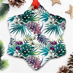 Tropical flowers pattern Snowflake Ornament (Two Sides)