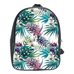 Tropical flowers pattern School Bag (XL)