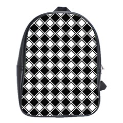 Black And White Diamonds School Bag (large) by retrotoomoderndesigns