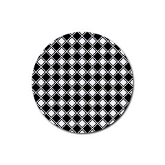 Black And White Diamonds Rubber Round Coaster (4 Pack)  by retrotoomoderndesigns