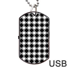 Black And White Diamonds Dog Tag Usb Flash (one Side) by retrotoomoderndesigns