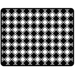 Black And White Diamonds Double Sided Fleece Blanket (medium)  by retrotoomoderndesigns