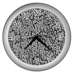 Black And White Abstract Wall Clock (silver) by retrotoomoderndesigns