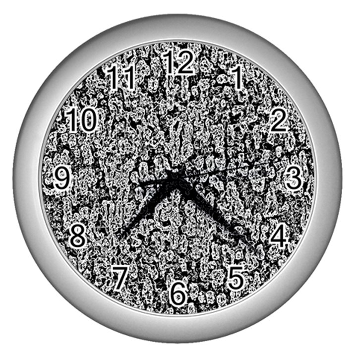 Black And White Abstract Wall Clock (Silver)