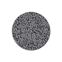 Black And White Abstract Rubber Coaster (round)  by retrotoomoderndesigns