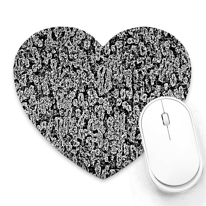 Black And White Abstract Heart Mousepads