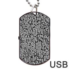 Black And White Abstract Dog Tag Usb Flash (one Side) by retrotoomoderndesigns