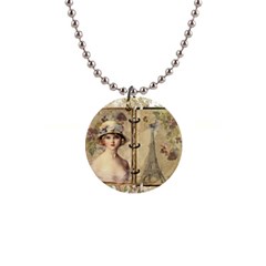 Vintage Design - Paris 1  Button Necklace by WensdaiAmbrose